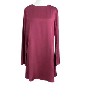 NWT FRANK & OAK THE SATIN MINI FLARED SLEEVE DRESS IN BURGUNDY - M